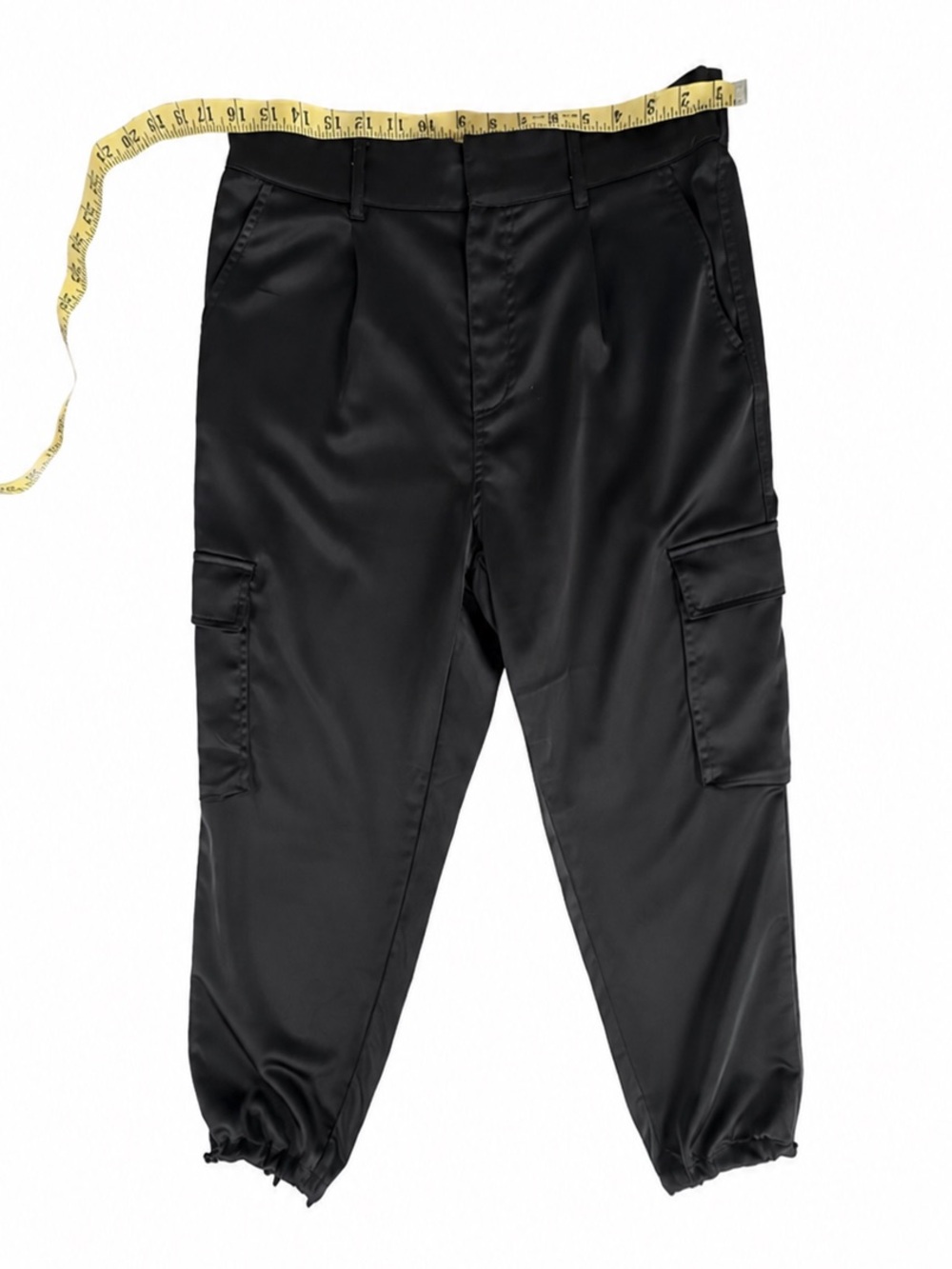 Garage Black Satin Cargo Joggers